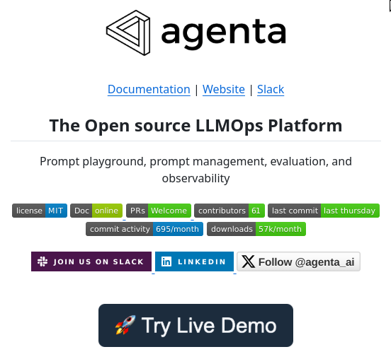 tom_doerr's tweet image. "The open-source LLMOps platform: prompt playground, prompt management, LLM evaluation, and LLM Observability all in one place."