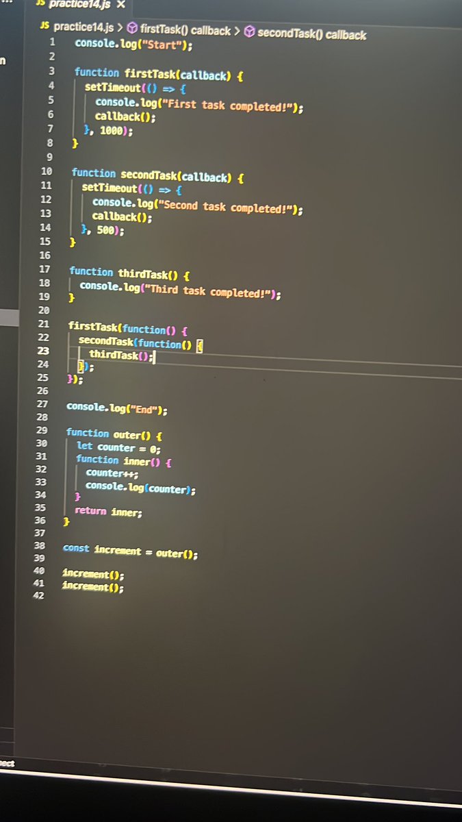 eulav321's tweet image. Day 16 of my #101DaysofCode Series:

- Made use of callbacks and a concept called closures

- Closures are essential for encapsulation

#Web3 #buildinpublic