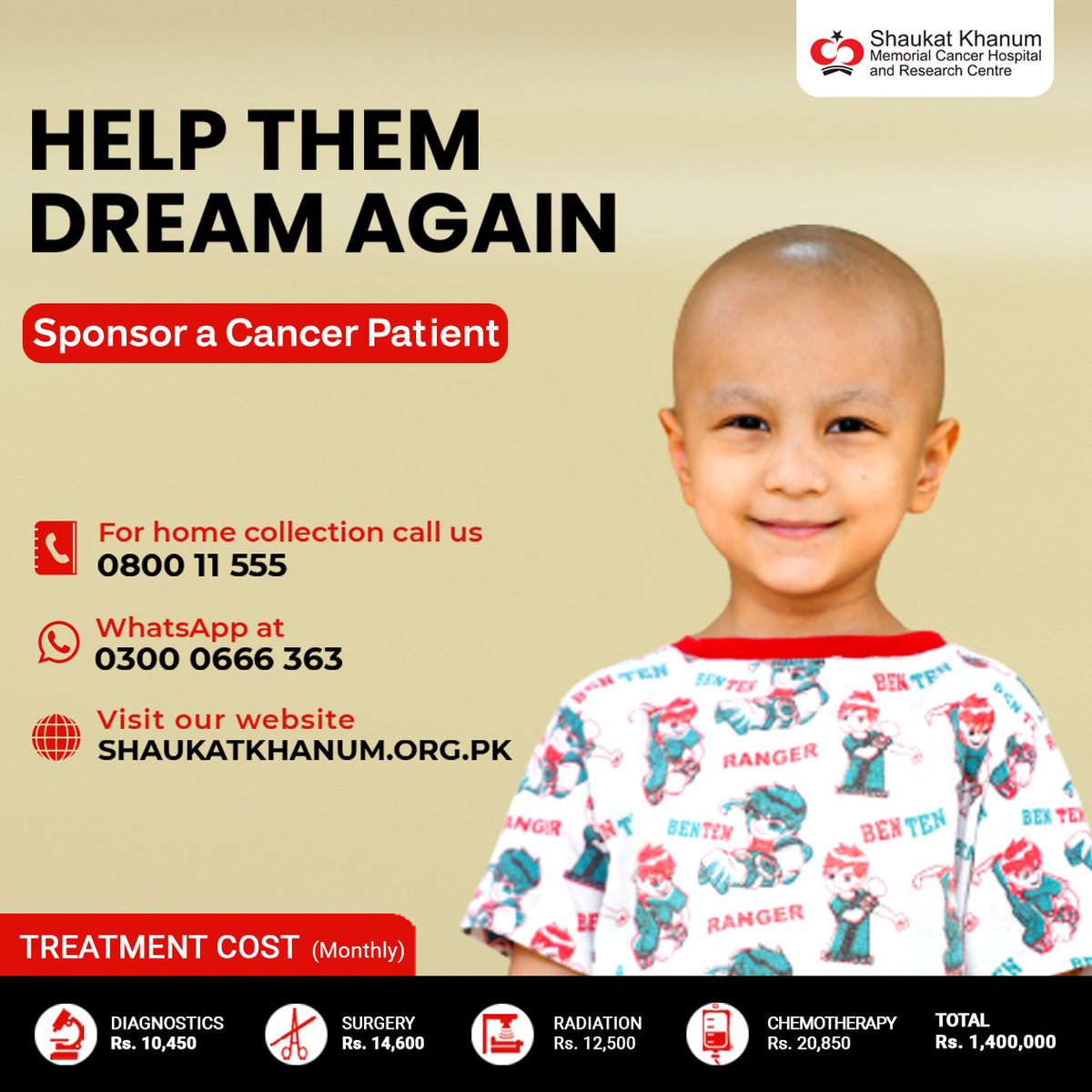 SKMCH's tweet photo. Your kindness can help them dream again!
To help children dream again, pledge to sponsor the complete or partial treatment of a cancer patient at SKMCH&RC.
➡️ Donate online: https://t.co/KP89ZSdobu
#SKMCH #SponsorACancerPatient #SaveADream #CancerIsCurable https://t.co/tCMQUmrXMb