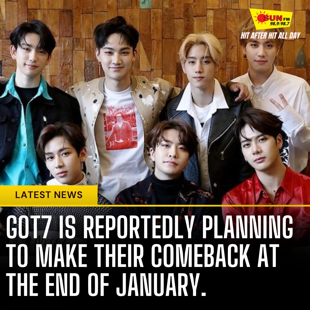 sunfmlk's tweet photo. Exciting news for fans of GOT7! The popular K-pop group is reportedly preparing for a comeback, set to happen at the end of January.
#got7 #GOT7 #got7jb #got7mark #got7jackson #GOT7FOREVER #GOT7COMEBACK #GOT7YoungjaeBestFriend #JacksonWang #jinyoung #jinyoungpark https://t.co/iZwtoFmScA