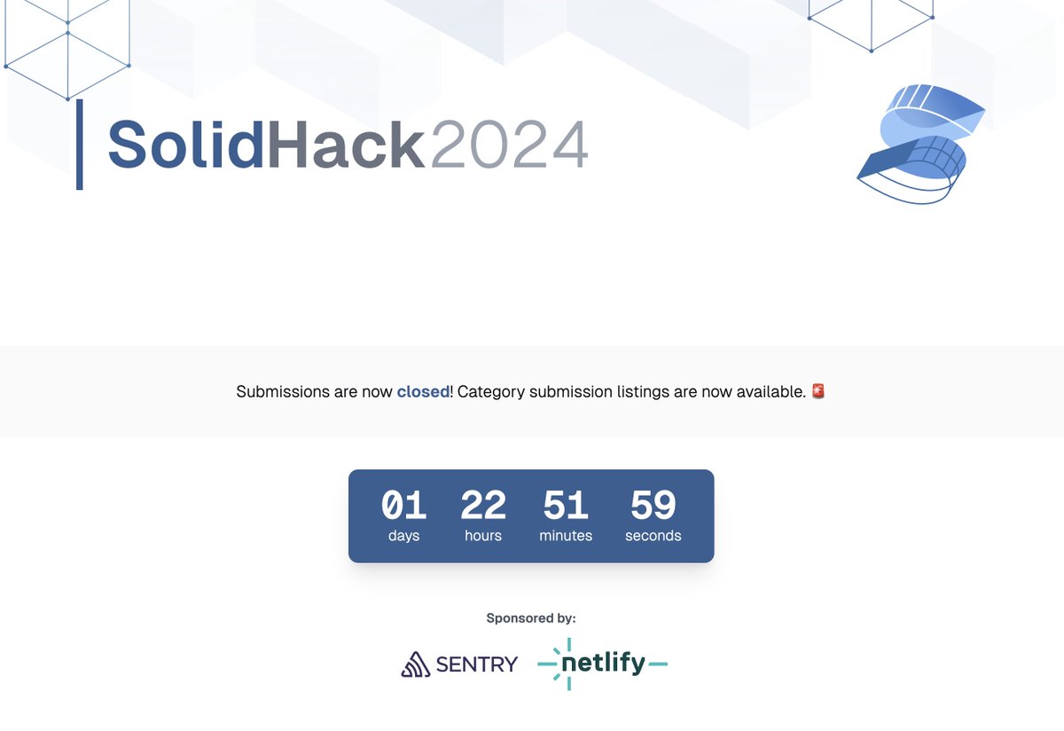 JLarky's tweet image. #solidhack voting is almost over! just a couple of days until the winners are announced :) can&apos;t wait :)