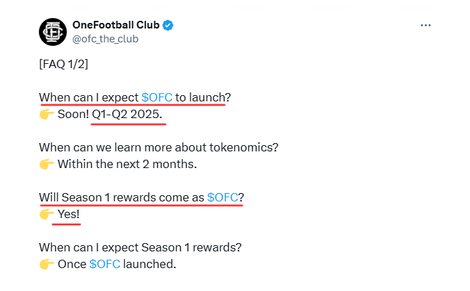 VIP8888883's tweet photo. OneFootball Club @ofc_the_club，来自@OneFootball获得 4.42 亿美元资金支持！

代币 $OFC 预计在 2025 年第一季度至第二季度上线，空投确认后可领取奖励。

✅ 传送门：https://t.co/PWaK7UQLW5

完成免费任务赚取 BALLS，赚得越多，空投越大！记得每日签到以最大化积分。 https://t.co/7JrK2k2s7a