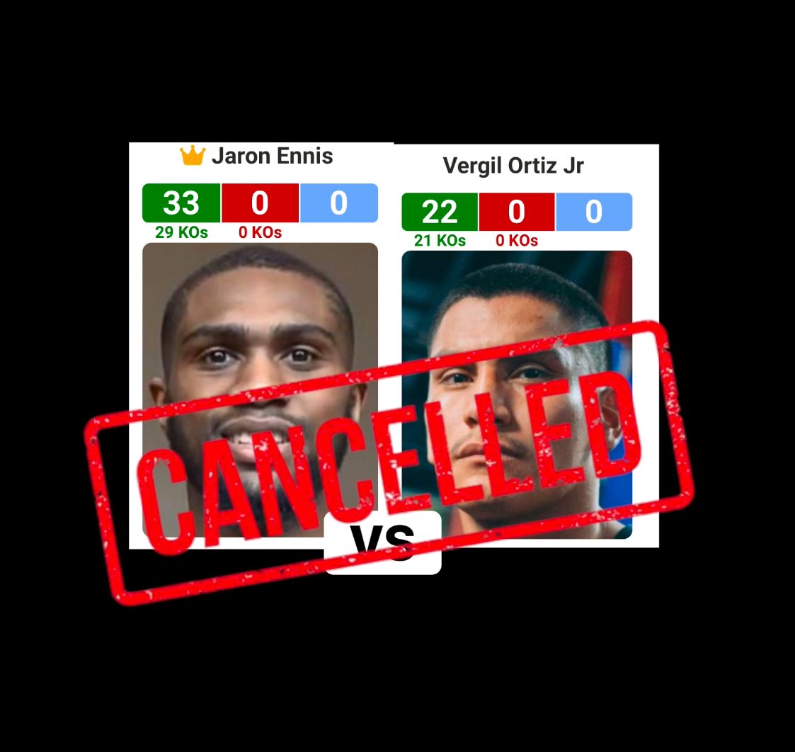 dantheboxingman's tweet photo. ‼️THE JARON ENNIS VS VERGIL ORTIZ 
PLANNED FIGHT IS NOW DEAD FOR FEBRUARY 22ND‼️

#Boxing
🤦‍♂️🤦‍♂️🥊🥊🥊

Credit: @DanRafael1 https://t.co/GRs8mk4GKy