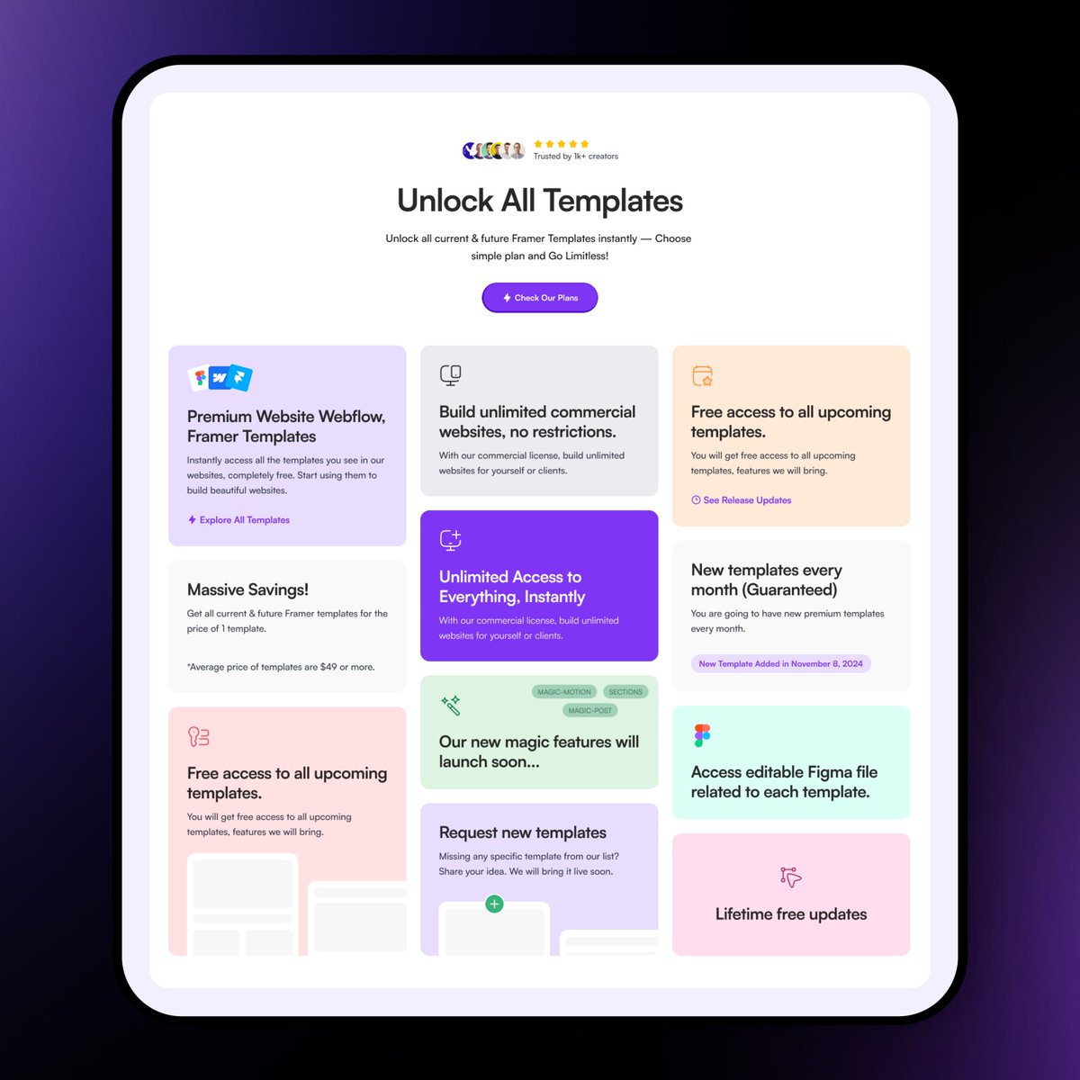 eamin_ux's tweet image. 🎉 Black Friday Alert! 🎉

Grab a whopping 40% OFF on our LTD offerings!

💥 Want the discount coupon?
Inbox me or comment below!

#BlackFriday #Discounts #grabui #Framer #Framertemplate