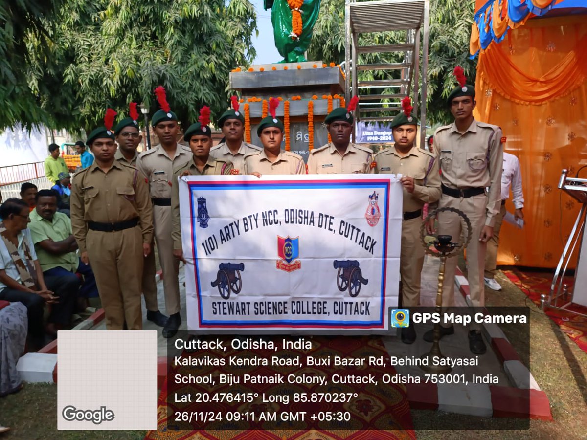 stewartsc_44ncc's tweet photo. Our cadets celebrated the 107th Birth Anniversary of Odisha's former Chief Minister and a renowned freedom fighter Sri Biren Mitra on 26th November, 2024. The event was held at Biren Mitra Park, Mission Road, Cuttack in front of Stewart Science College, Cuttack. https://t.co/NUYvqCXF4E