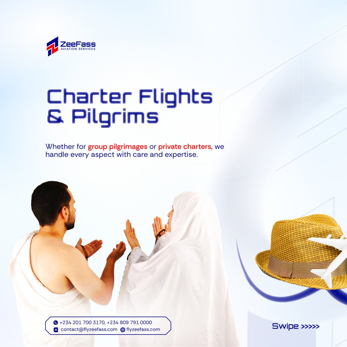 flyzeefass's tweet photo. Zeefass makes travel simple! ✈️ Certified for local &amp; international tours, charters, and pilgrim journeys. Start your adventure today. 🌍

Follow us @flyzeefass

#TourOperator #AviationTravel #flyzeefass https://t.co/RwtNlK7ZnN