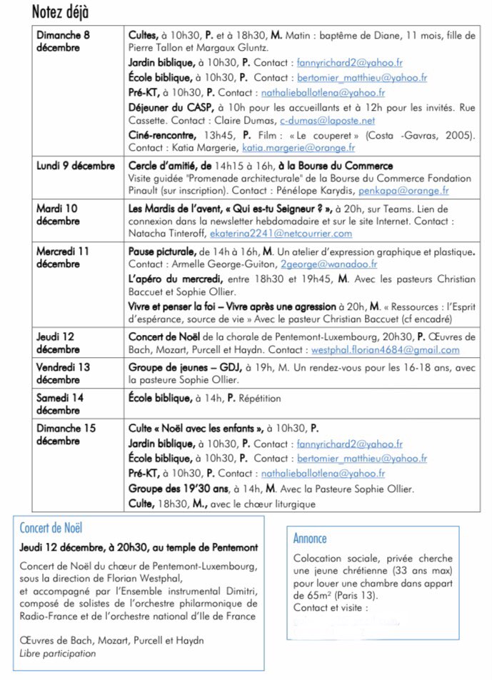 Le programme des deux semaines à venir de l’#Eglise #protestante #EPUdF #PentemontLuxembourg #Paris #Paris6 #Paris7 <a href="/paroissepentlux/">Pentemont Luxembourg</a> : epupl.org/spiritualite/l…