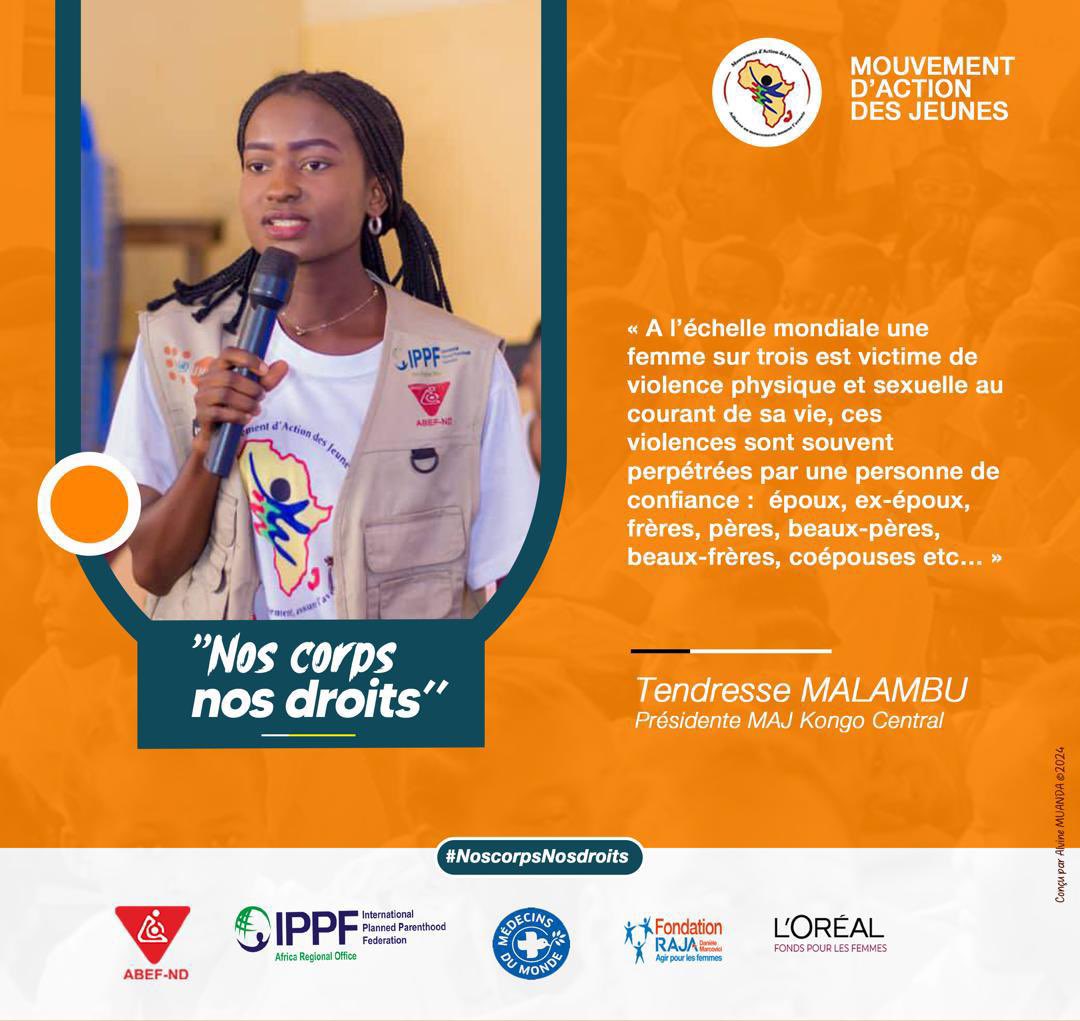 Sophia Tshela (@sophiatshela) on Twitter photo #NosCorpsNosDroits
#16joursdActivisme
#RiposterEtSeReconstruireAprèsLesViolences.
#VBG: Au moins une femme sur 3 est victime d’une violence physique et sexuelle au courant de sa vie
<a href="/MajRDCongo/">MAJ/YAM RDC🇨🇩</a>
<a href="/abefnd_rdc/">ABEF-ND RDC</a>
<a href="/IPPFAR/">IPPFAR</a>
<a href="/MondeRdc/">Médecins du Monde RDC</a>
<a href="/MdM_France/">Médecins du Monde</a>
<a href="/FondationLOreal/">Fondation L'Oréal</a>
<a href="/FondationRaja/">Fondation RAJA - Danièle Marcovici</a> #NosCorpsNosDroits
#16joursdActivisme
#RiposterEtSeReconstruireAprèsLesViolences.
#VBG: Au moins une femme sur 3 est victime d’une violence physique et sexuelle au courant de sa vie
<a href="/MajRDCongo/">MAJ/YAM RDC🇨🇩</a>
<a href="/abefnd_rdc/">ABEF-ND RDC</a>
<a href="/IPPFAR/">IPPFAR</a>
<a href="/MondeRdc/">Médecins du Monde RDC</a>
<a href="/MdM_France/">Médecins du Monde</a>
<a href="/FondationLOreal/">Fondation L'Oréal</a>
<a href="/FondationRaja/">Fondation RAJA - Danièle Marcovici</a>