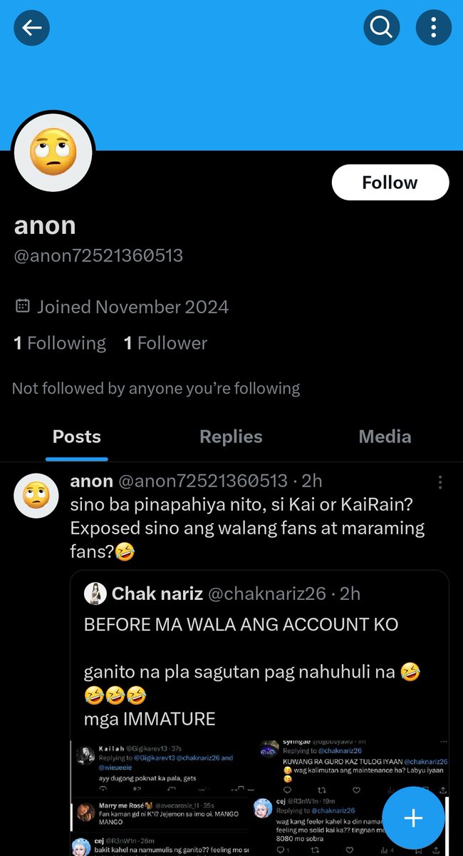 MASS REPORT❗❗❗

Account: x.com/anon7252136051…
Category: Hate category
Reason: spreading hate comments (troll account)

#KaiRainReport