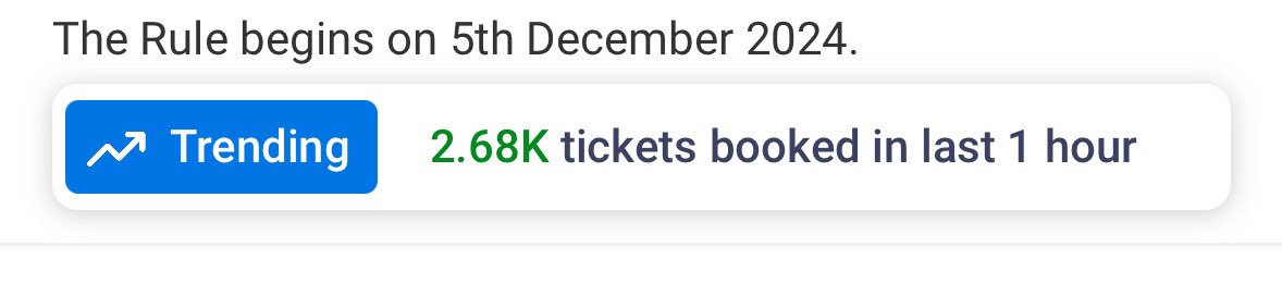 BunnyArya_'s tweet photo. 2.68K in last One Hour๐จ๐ฅ๐ฅ
Time : 12:29Pm
#Pushpa2Bookings
#Pushp2TheRule https://t.co/Ah2aXMct8C