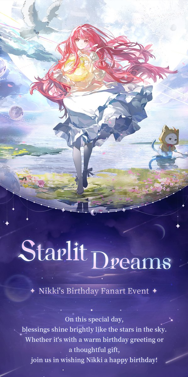 InfinityNikkiEN's tweet photo. The submission event for Nikki's birthday is finally available on multiple platforms!

As starlight falls, infinite dreams and bits of happiness sparkle along with it. Let’s send our blessings to Nikki and her course of growing up!
Join the event for a chance to win cash and diamonds!

🔹Event Duration:
November 30 - December 14 (UTC+8)

🔹How to Participate:
Create your original content on the theme of "Nikki's Birthday" related to the game Infinity Nikki. 
Post it on X /TikTok/Instagram or YouTube with the hashtag #InfinityNikkiStarlitDreams and fill out the submission form with the link to your post.  
🔗:https://t.co/Ff8xDi9y1F
This will count as a successful submission.

Feel free to express your creativity — content form and style are completyely flexible!

🎁Rewards:
We will select 12 winners to receive $126 amd Diamond*1206.

The submission event for Nikki's birthday is currently accepting entries. For more event information, please check out the image below!

——
The Coziest Open-World Game
Infinity Nikki Officially Releases on December 5!
➤ Pre-register Now:  https://t.co/30AcRL0uSm
➤ Join us on Discord:  https://t.co/QvZPw1gJOV

#StarlitDreamWithYou #InfinityNikki