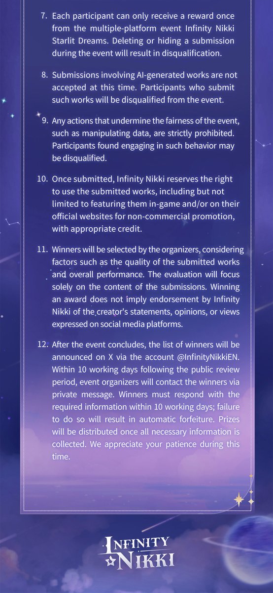 The submission event for Nikki's birthday is finally available on multiple platforms!

As starlight falls, infinite dreams and bits of happiness sparkle along with it. Let’s send our blessings to Nikki and her course of growing up!
Join the event for a chance to win cash and