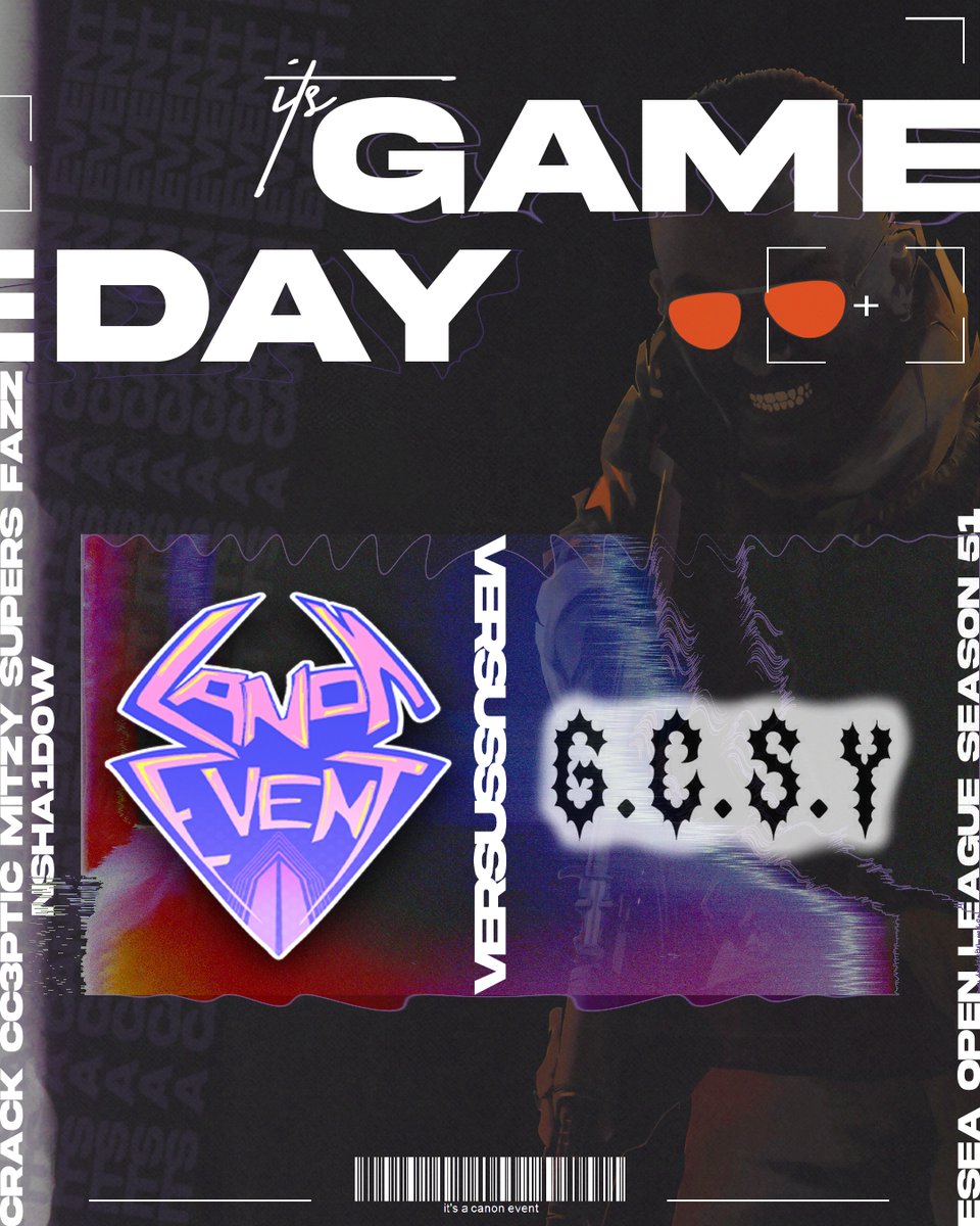 It's Game Day! 

We start off our lower bracket run at 7pm today with a Bo3 against G.C.S.Y

It's a mf'ing Canon Event!
#ESEA #CanonEvent