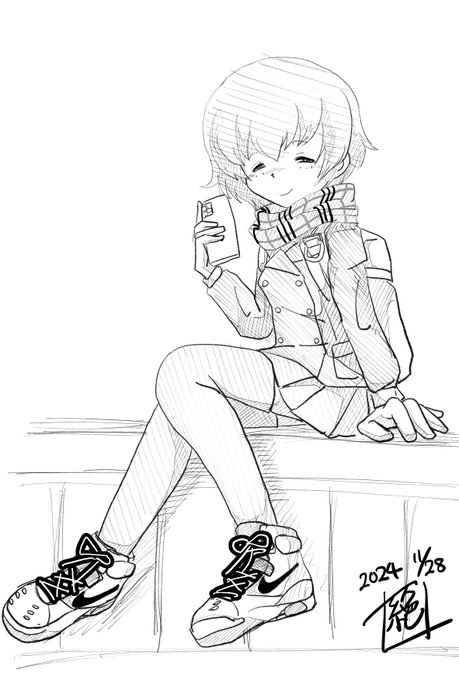 #あなたの描いたマフラー女子を見せてついこの間描いたヤツですがー 