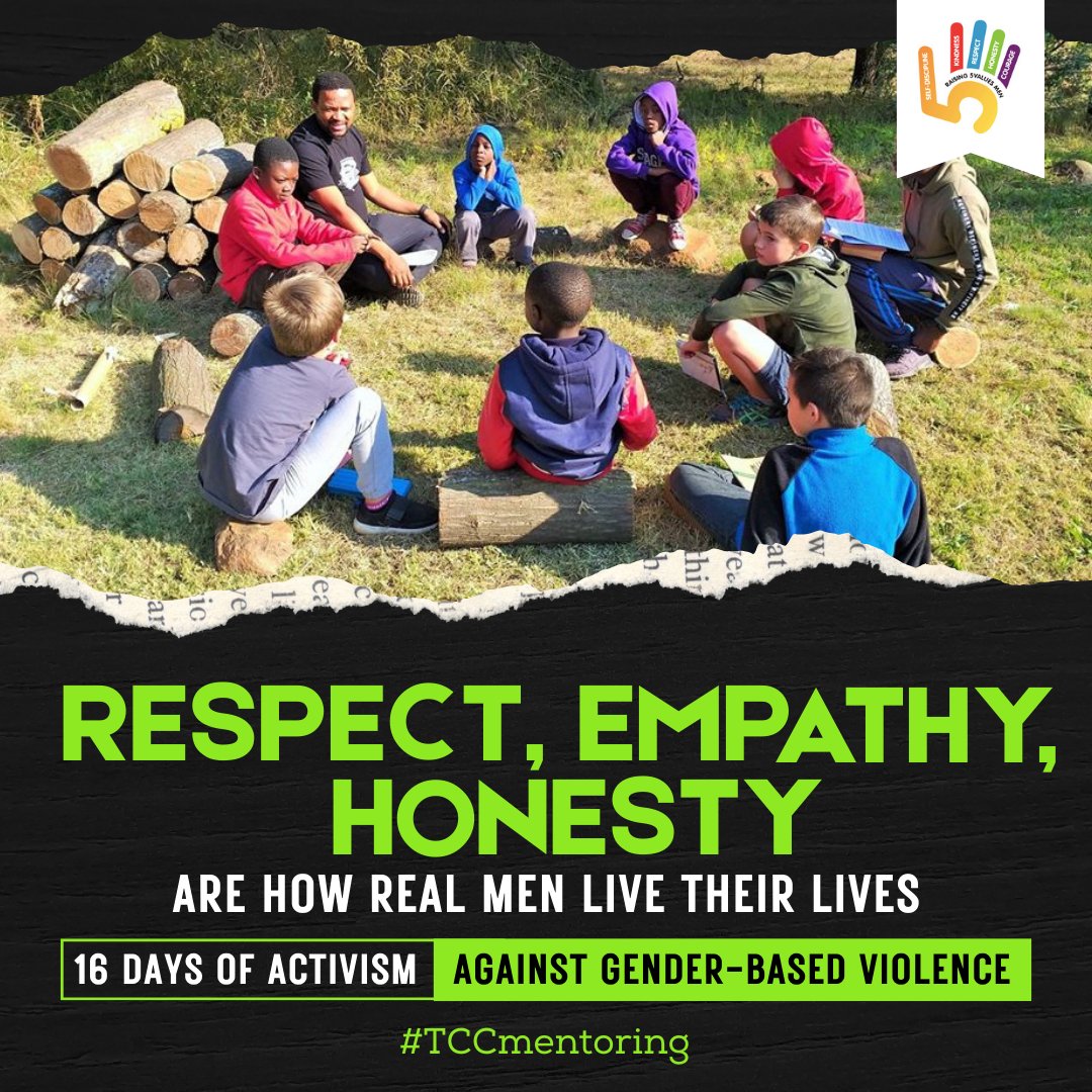 TheCharacterCo's tweet photo. Boys learn manhood by watching men. Are they seeing respect, empathy, and honesty? Real men live these values daily, shaping the next generation. The Character Company provides role models to help end GBV in South Africa. #TCCmentoring #16Days https://t.co/4rD7BuoDa6