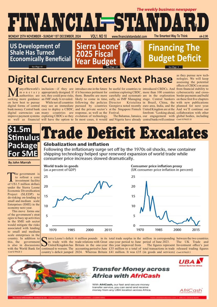 FStandardSL's tweet photo. Hello FS Readers, your Weekly Digital Publication (25th November to December 1st) is fully available now. 📬

Kindly follow the FS Channel for more 📰
#finances #SierraLeone #news 

Read here: https://t.co/KmhUs81NRy https://t.co/AuOSdnTDQs