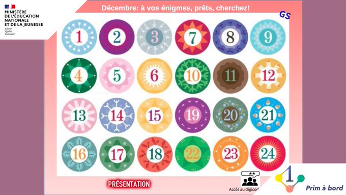 Cycles 1⃣, 2⃣ et 3⃣ | Enseigner | #Mathématiques

📌 Décembre : à vos énigmes, prêts, cherchez !

▶️ primabord.eduscol.education.fr/decembre-a-vos…

✅ 6 escape games de la GS au CM2
✅ 1 énigme par jour
✅ 144 énigmes