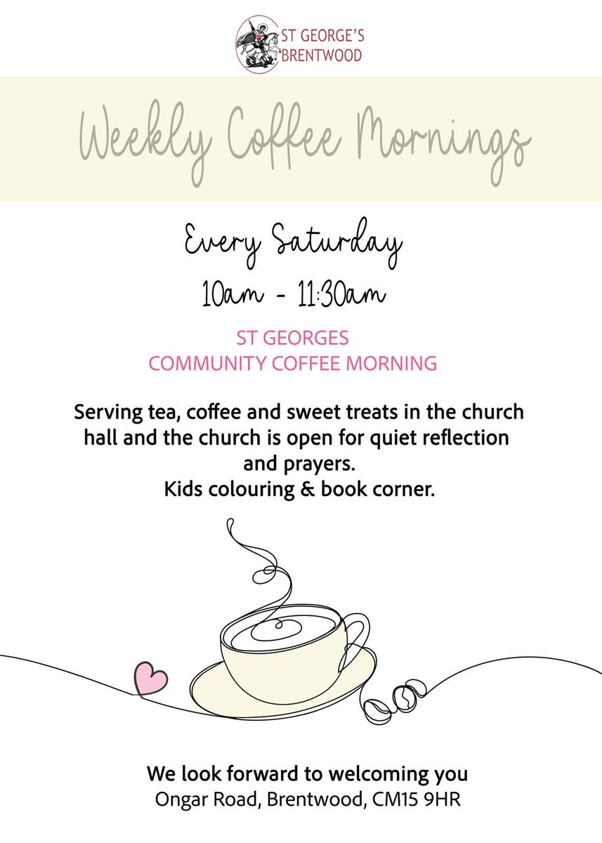 stgeorges_bwd's tweet image. Every Saturday morning St George’s church is open for coffee. Do pop down and see us!!! Our food hub is open at the same time.