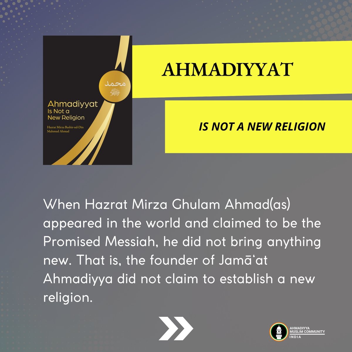 islaminind's tweet photo. AHMADIYYAT IS NOT A NEW RELIGION

When Hazrat Mirza Ghulam Ahmad(as) appeared in the world and claimed to be the #PromisedMessiah, he did not bring anything new. That is, the founder of Jamā‘at #Ahmadiyya did not claim to establish a new religion.