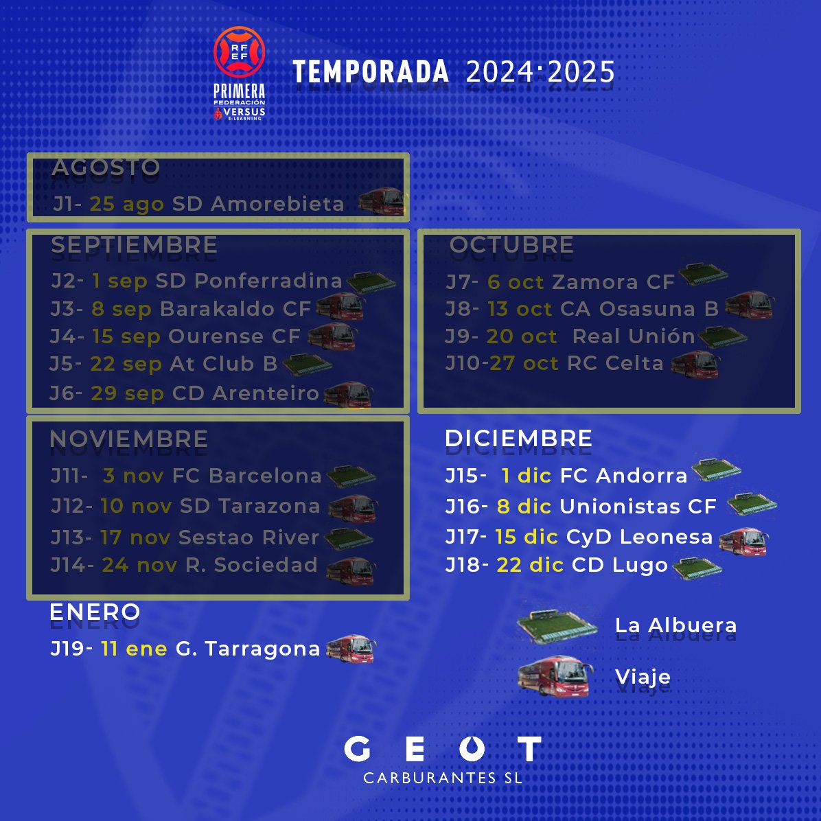 lagimnastica's tweet photo. 📆 Hoy despedimos noviembre y damos la bienvenida a diciembre, con cuatro partidazos para terminar el año.
🏟 Tres encuentros en casa y uno fuera.
#geot
#AúpaSego🔵🔴 https://t.co/9F0CoKw1zE