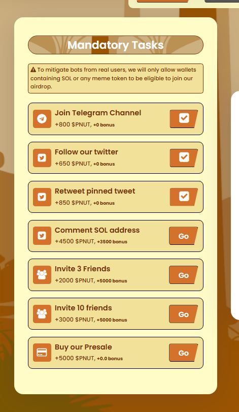 rebusa07's tweet image. ChillPNUT reward $CPNUT
#Airdrop 
#memecoin 
#PNUT 
#chillguy 
Join Here : chillpnut.io/inv/fgOy0DamOH
➡️Submit Solana Wallet Address
📷Complete all the task
📷Minimum withdrawal amount 8k of CPNUT 
When finished, withdraw and $CPnut goes straight to your wallet