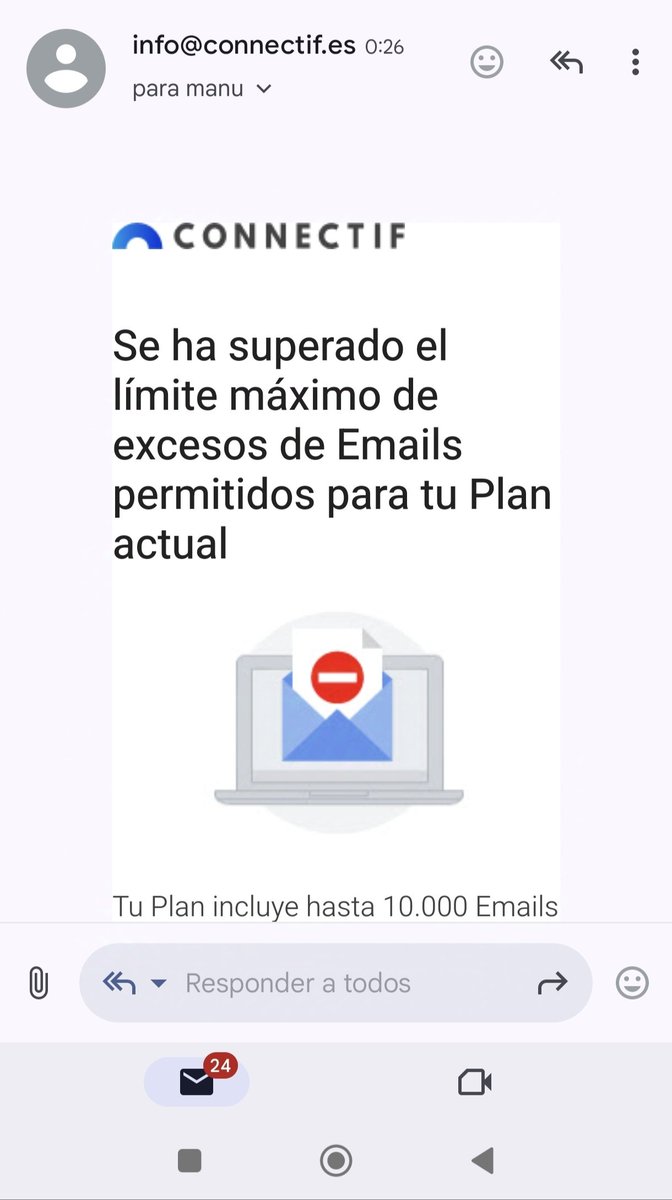 Pues muy mal que <a href="/MyConnectif/">Connectif</a> bloquee una cuenta un sábado, en medio de black friday y sin previo aviso. En el contrato de uso no indican nada de bloqueos por exceso de envío de emails, sólo el sobrecoste. Y, encima, hasta el lunes no podré hacer nada. <a href="/farm_vizcaino/">farmacia vizcaíno</a>