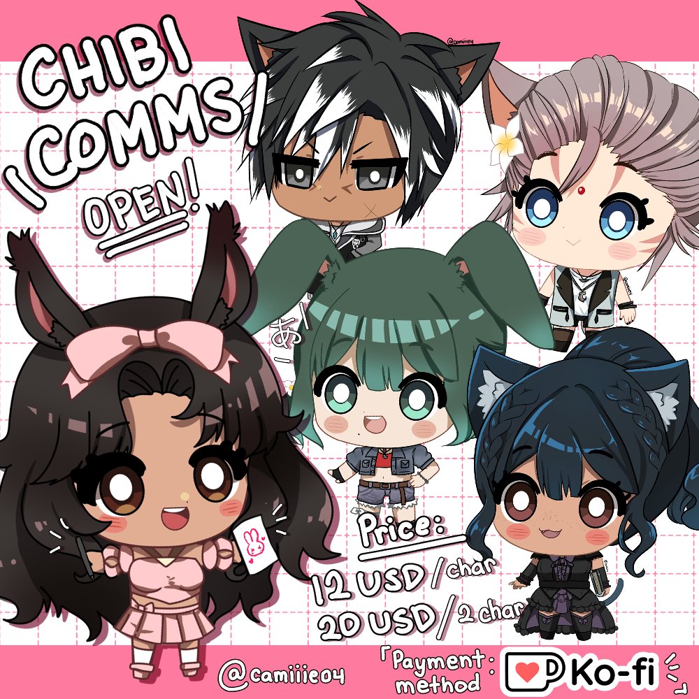 Opening Chibi Commissions for this month!

TAT: 2 - 3 days (Depending on the current list)

#FFXIV #FFXIVART #commissionsopen #chibiart