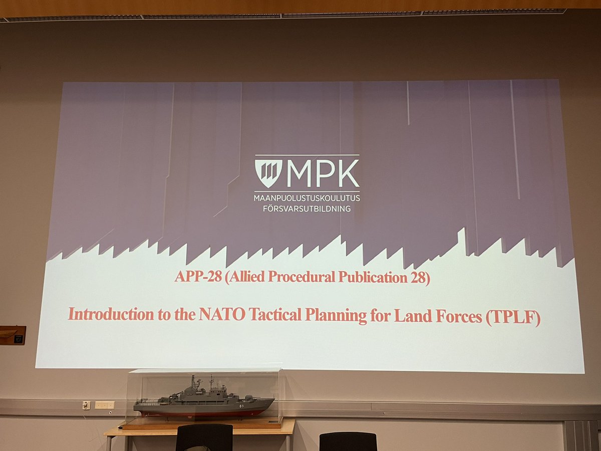 CapaPietilainen's tweet photo. Yksi @MPKoulutus uusista avauksista on APP-28 Nato-taktisen suunnitteluprosessin kurssi. Ensimmäinen käynnistyi tänään Turussa, 27 osallistujaa.👍 #reservi #puolustusvoimat #StrongerTogether #vapaaehtoinenmaanpuolustus #lsmpp https://t.co/6LswOB9OMR