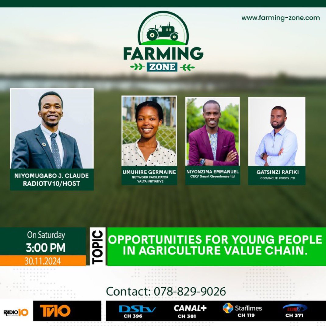 GagaUwera's tweet photo. Don't miss this TV show featuring young voices discussing agricultural opportunities! Listen to young people impacting the future of farming and learn how you can get involved. Tune in today for fresh perspectives and inspiration!

 #YouthInAgriculture  #YouthEmpowerment https://t.co/JkJHyVw3gO