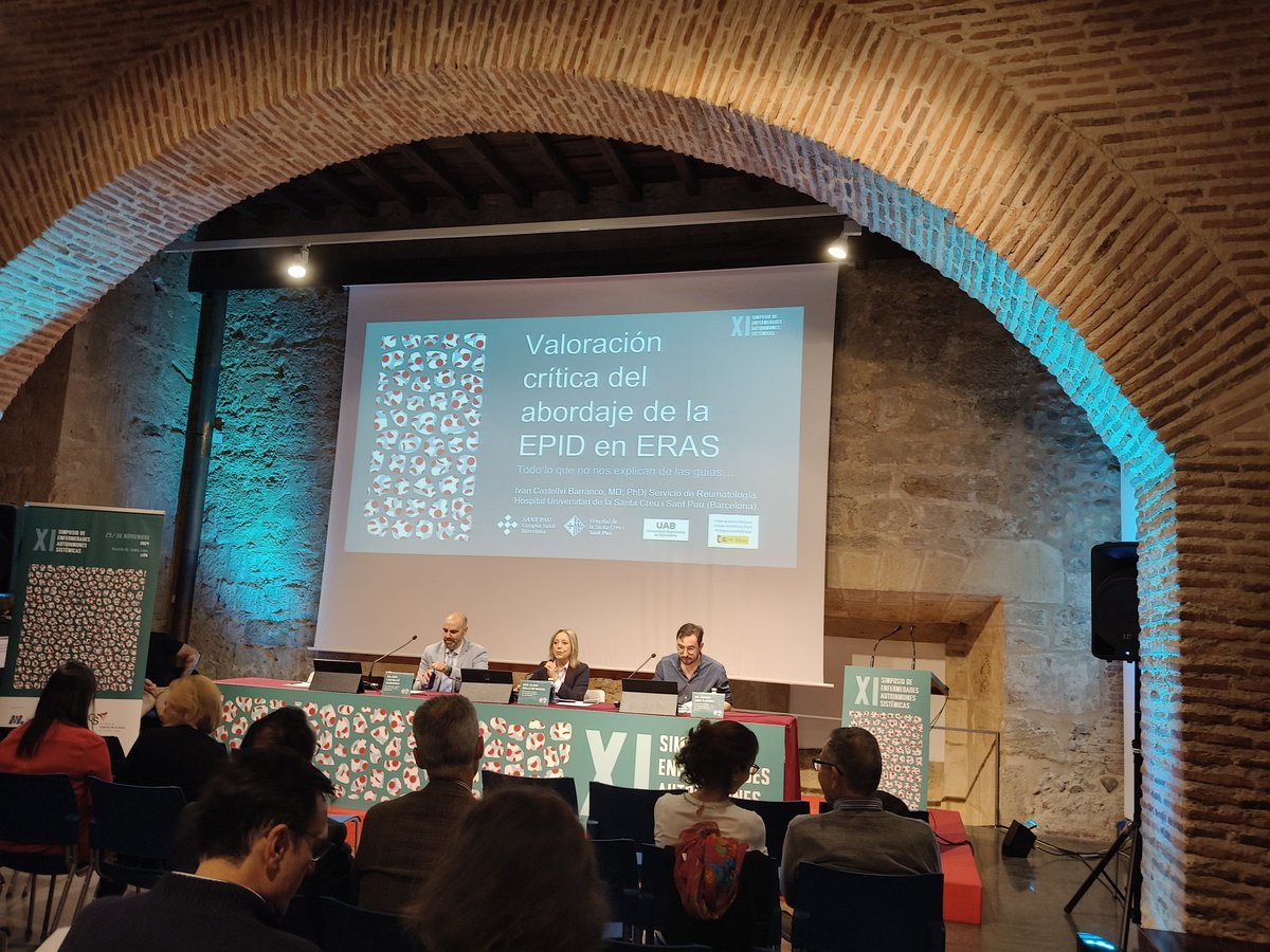 ⭐ Empezamos el segundo día del #XISimposioEAS24 con la mesa de pulmón en ERAS

🔸 Valoración critica del abordaje de la EPID de las ERAS por el Dr <a href="/IvanCastellvi/">Reuman</a>
🔸Afectación pulmonar e HTP en ERAS: visión del patólogo por el Dr. Samuel Saéz 

<a href="/ElenaEbollo/">Elena Bollo</a>