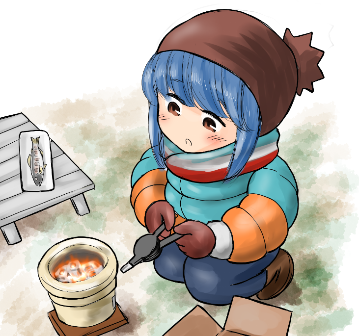 志摩リン 「#あなたの描いたマフラー女子を見せて キャンプしまりん描けばたいていマフラー女子」|いさかこうじのイラスト