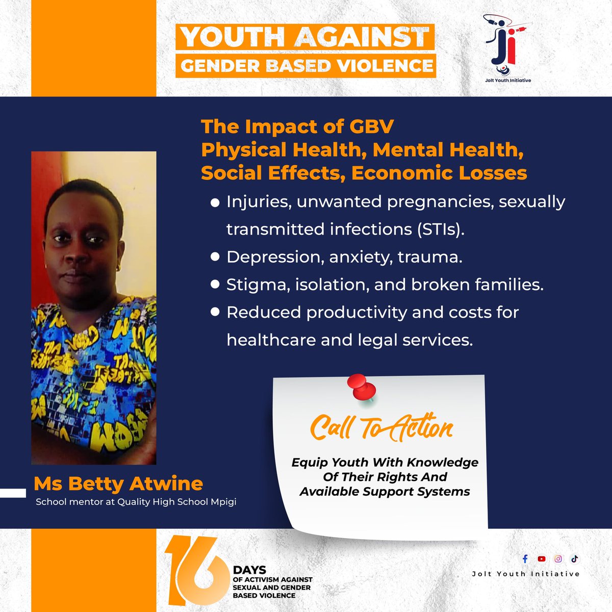 joltyouth1's tweet photo. Today Ms. Natasha Janet, our dedicated mentor, emphasizes the power of knowledge in fighting #GBV. By equipping youth to speak up and challenge harmful norms, we can drive change and build a GBV-free world. Together, let’s advocate for equality and transformation. #EndGVB https://t.co/lSCdiwuAnA