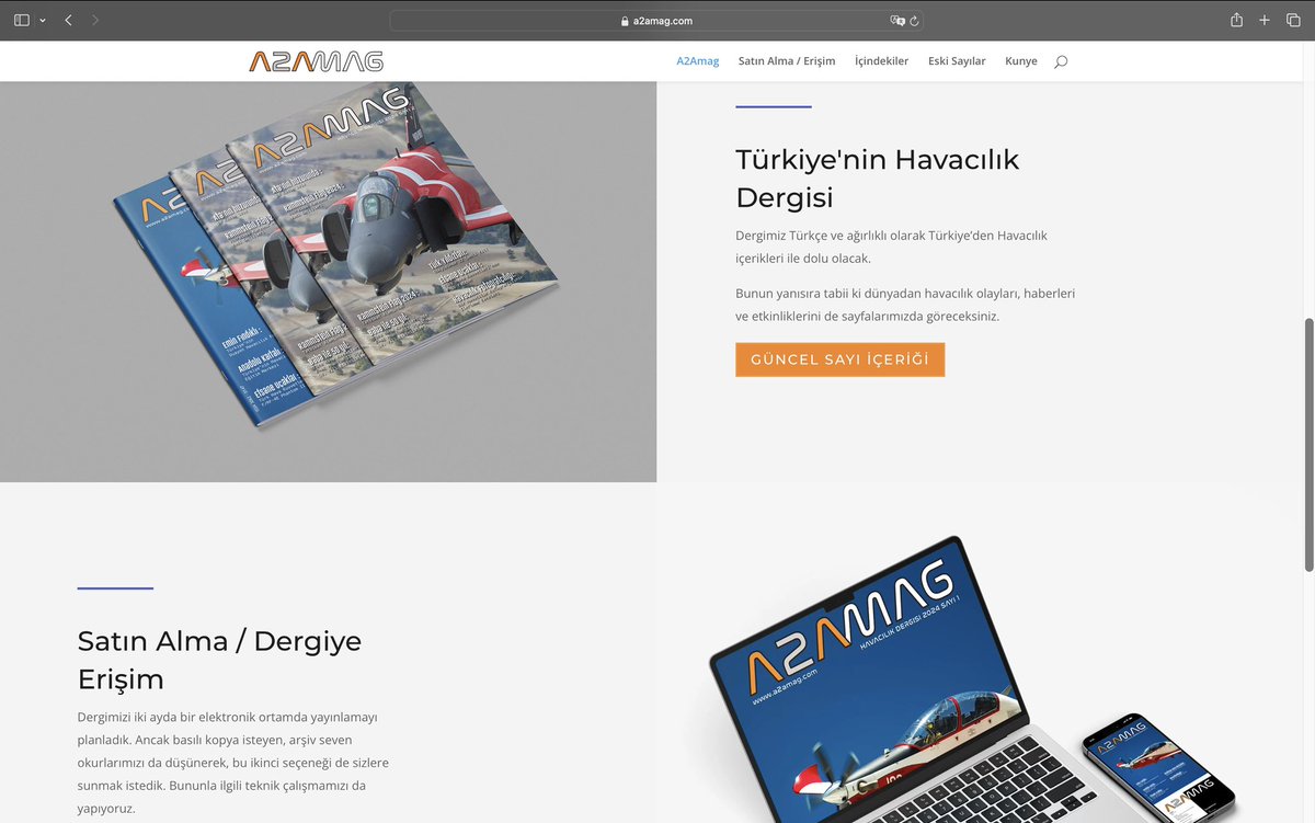 A2Amag 2. Sayısı huzurlarınızda! Web sitemizden ulaşabilirsiniz... https//www.a2amag.com

Bu sayıda:
Ata’nın Huzurunda (2014),
Rammstein Flag 2024 Tatbikatı,
Baba ile 50 Yıl (F-4E Phantom)
Türk Yıldızları 32 Yaşında,
Efsane Uçaklar: F-16 Fighting Falcon
Havacılık Fotografçılığı