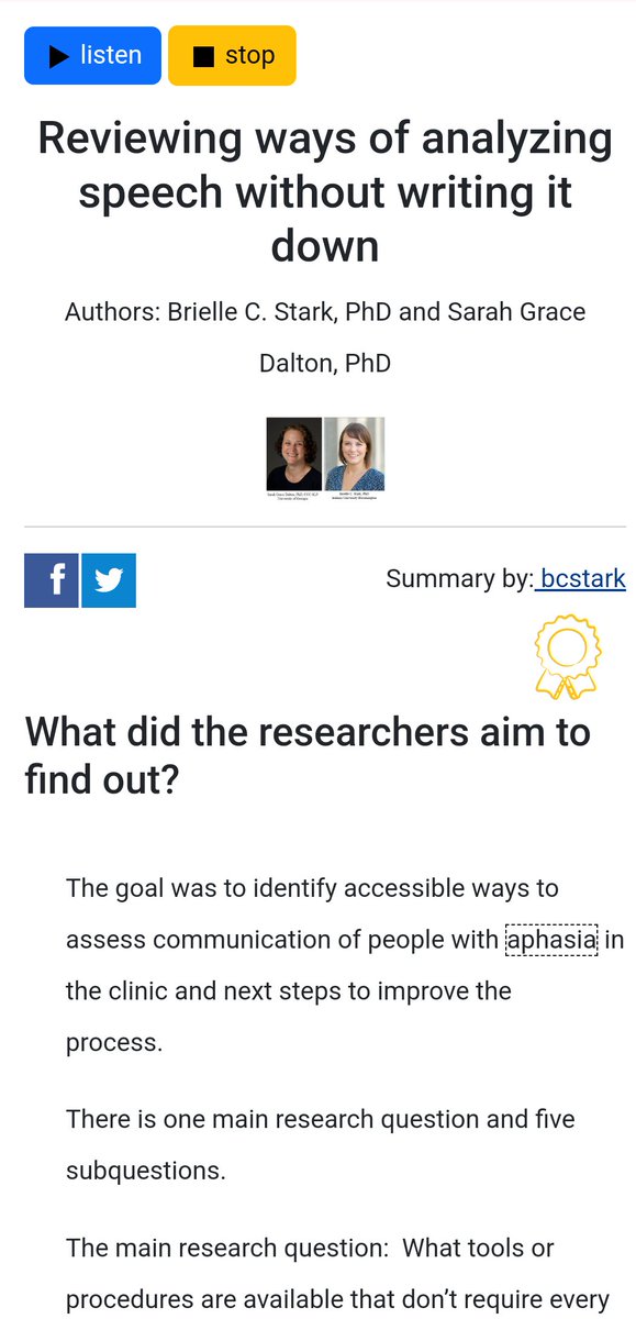 Aphasia Research Library (@aphasialibrary) on Twitter photo Some great research summaries being added to the library! Check out this #accessible #aphasia_friendly summary from <a href="/BrielleStarkPhD/">Dr. Brielle C. Stark (she/her)</a> Reviewing ways of analyzing speech without writing it down aphasialibrary.org/en/article/41/ Some great research summaries being added to the library! Check out this #accessible #aphasia_friendly summary from <a href="/BrielleStarkPhD/">Dr. Brielle C. Stark (she/her)</a> Reviewing ways of analyzing speech without writing it down aphasialibrary.org/en/article/41/