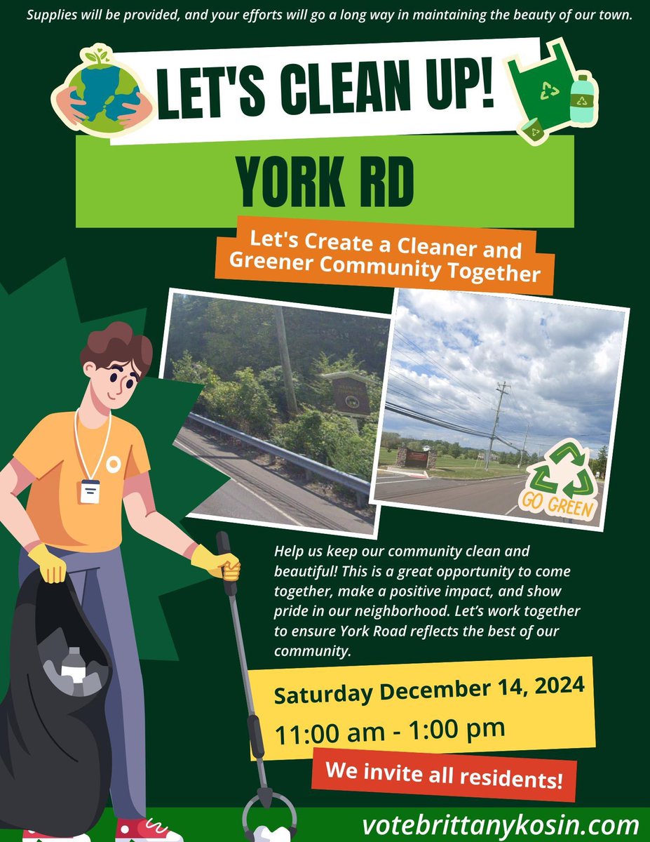 🌟 Join Us for a Community Clean-Up on York Road! 🌟

Help us make York Road shine! This is your chance to come together with neighbors, make a positive impact, and take pride in our community. Let’s show what teamwork can do! 🧹🌳

📅 Date: Saturday, December 14, 2024
⏰ Time: