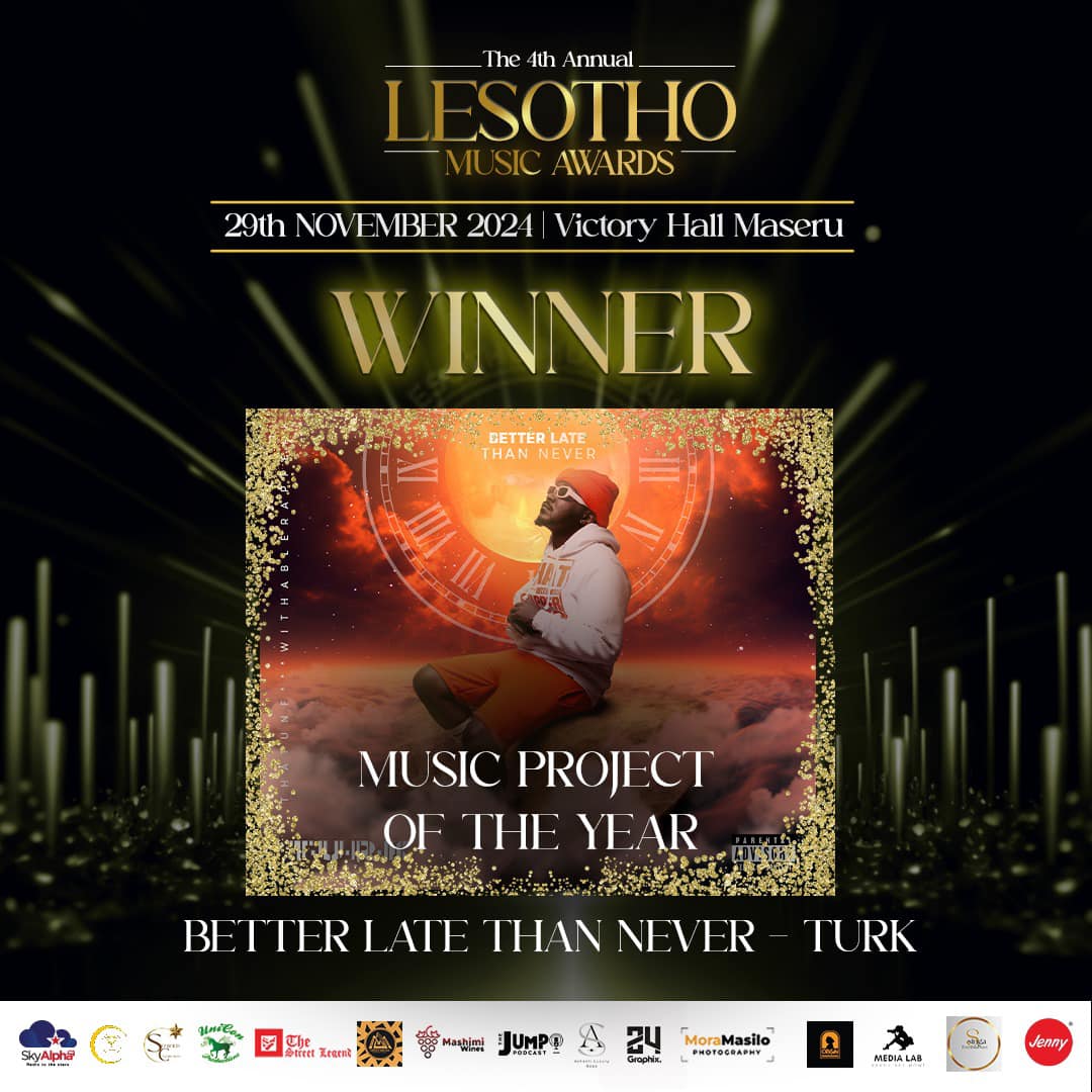 ThatRapperKidd's tweet photo. QUICK UPDATE: Last night we walked away with the one trophy I genuinely wanted, MUSIC PROJECT OF THE YEAR 🏆 Thank you to everyone that voted, it truly means a lot. Thank you to the artists, producers and everyone else that worked on #BetterLateThanNever! KEA LEBOHA 🫶🏿🇱🇸 https://t.co/DMDaIlskJt