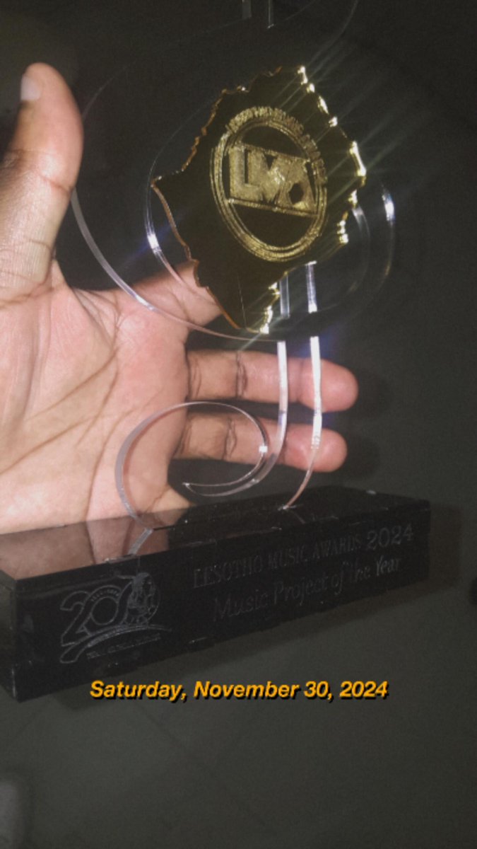 ThatRapperKidd's tweet photo. QUICK UPDATE: Last night we walked away with the one trophy I genuinely wanted, MUSIC PROJECT OF THE YEAR 🏆 Thank you to everyone that voted, it truly means a lot. Thank you to the artists, producers and everyone else that worked on #BetterLateThanNever! KEA LEBOHA 🫶🏿🇱🇸 https://t.co/DMDaIlskJt