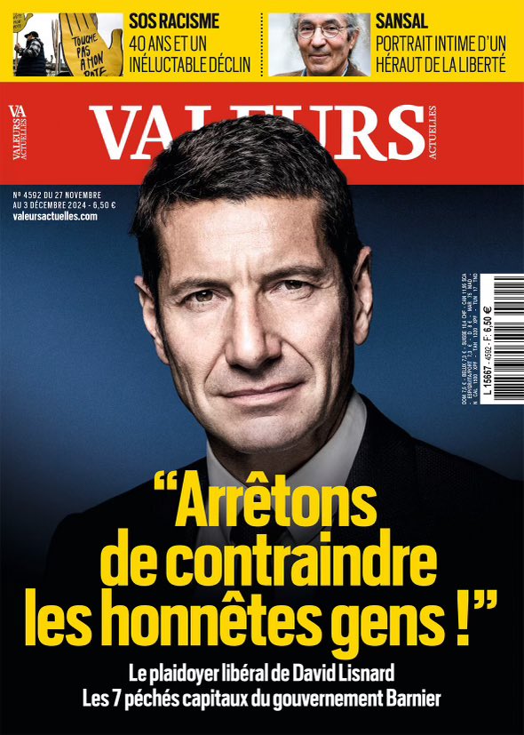 Toujours en vente en kiosque et chez votre marchand de journaux ce week end 😎
<a href="/Valeurs/">Valeurs actuelles ن</a>