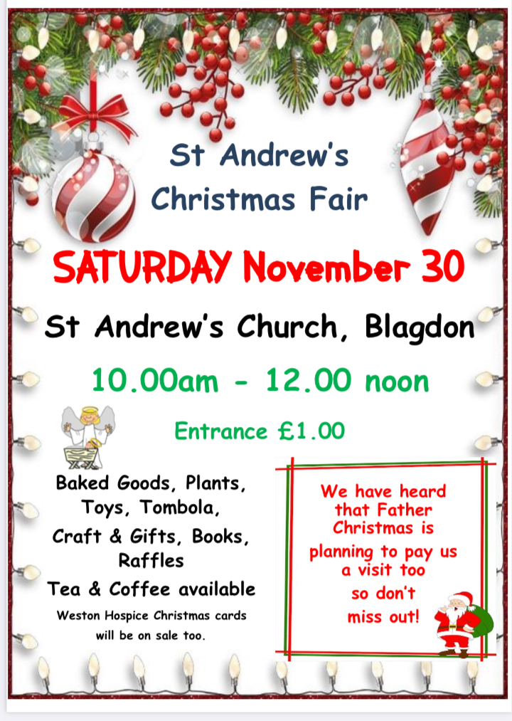 Its a great morning to get ready for Xmas today. Pop along to St Andrews between 10am and midday for a range of seasonal goods. You might get to see Santa too