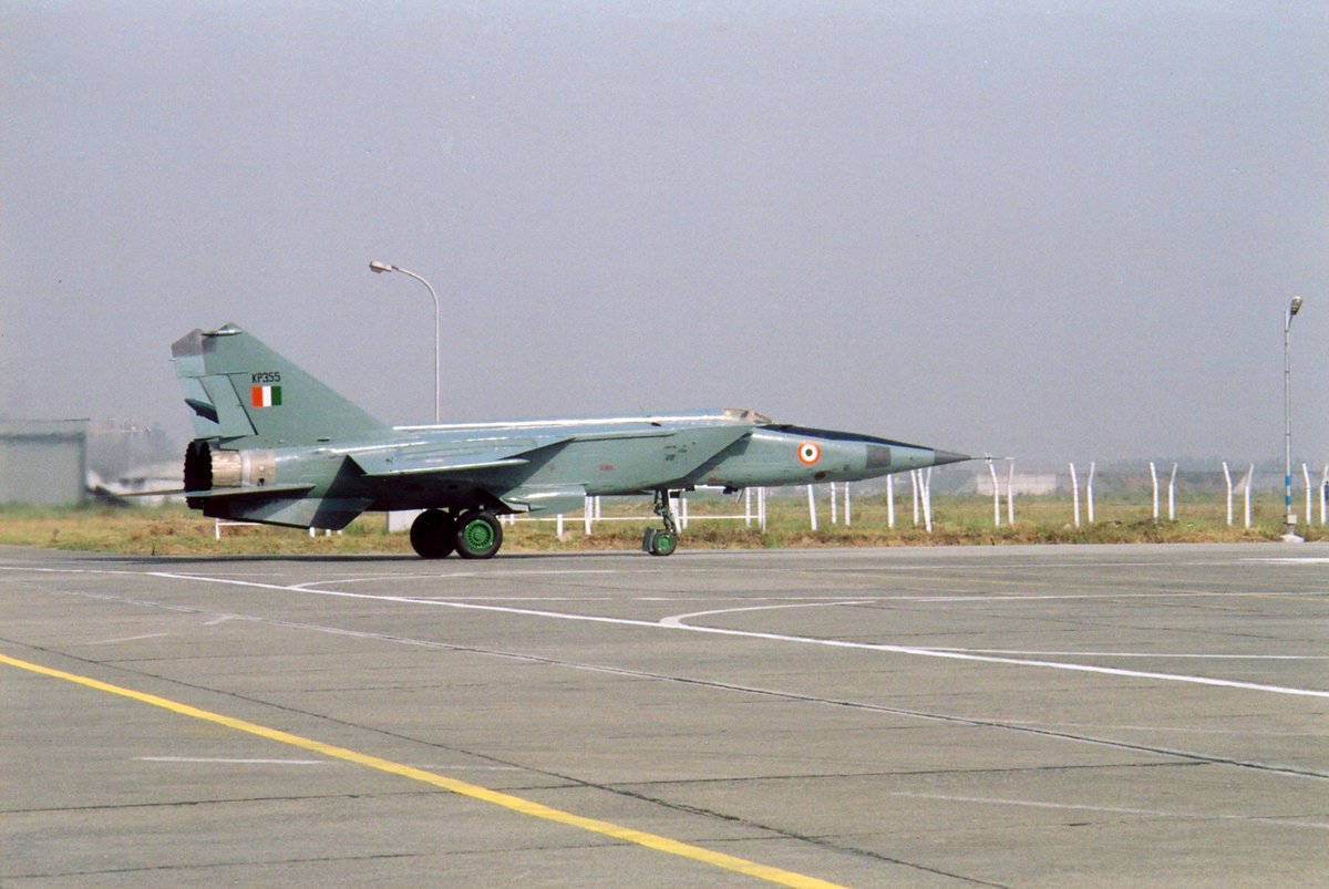 ReviewVayu's tweet photo. Some history from our Vayu Issue–3 (May/June) 2006 where we attended the phasing out ceremony at Bareilly, India.

The enigmatic MiG–25 served in the ultra-high altitude strategic reconnaissance role with the Indian Air Force for near 25 years from its induction on 17 August 1981 till its formal phasing out from service on 1 May 2006.

The ceremony at Air Force Station Bareilly that morning was precise if poignant when the CAS Air Chief Marshal SP Tyagi inspected the Guard of Honour even as two MiG–25s, followed by MiG–21Ms flashed overhead, landing soon after. The last official flight of MiG–25R ended with its touch down and taxing to a ceremonial halt where its pilot, Wg Cdr Sandeep Taliyan got down from the cockpit, smartly marched to the dais and handed over documents to the Air Chief.

📷 All pix VAYU.

1/3