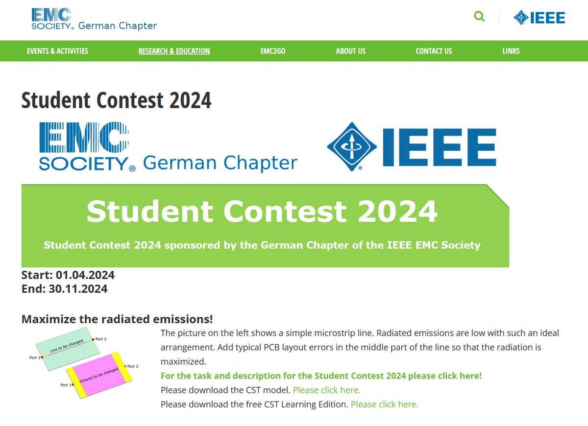 Kleine Erinnerung: Heute ist der letzte Tag, um Lösungen zum #IEEEStudentContest des <a href="/IEEEorg/">IEEE</a> German Chapters der <a href="/IEEE_EMCS/">IEEE EMC Society</a> einzureichen.
Wer das noch tun möchte, findet alle weitere Informationen auf:
r8.ieee.org/germany-emc/re…