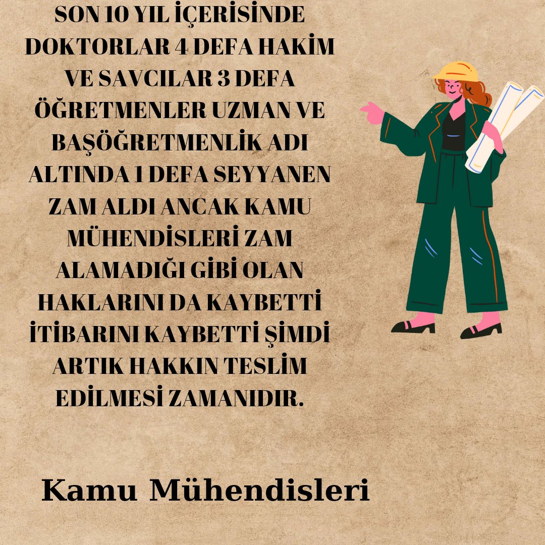 vesselamolsun's tweet photo. Artık kamu Mühendislerine haklarını teslim etmenin zamanıdır. #Kamu #MuhendislikMeslekKanunu #muhendisler #sendika #KamuMuhendisiYoksayılıyor https://t.co/u62Gzo5VE0