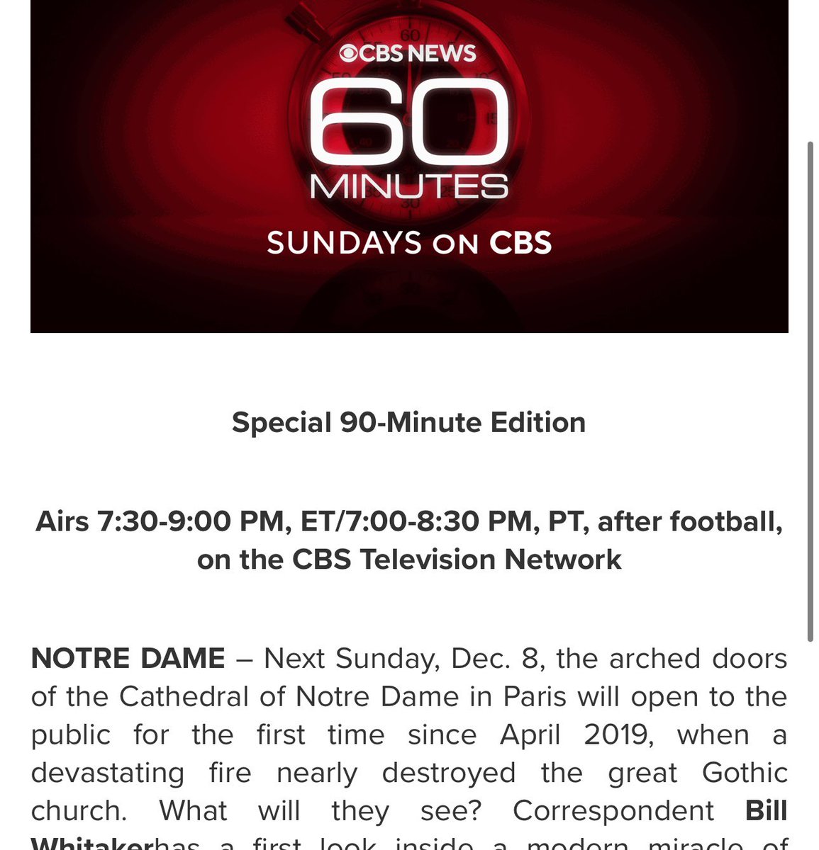 60 Minutes episode lineup released, next Sunday is the new episode and does  not feature Brad Garlinghouse. Usually, these take weeks (if not months) to  edit once filmed. I would guess the
