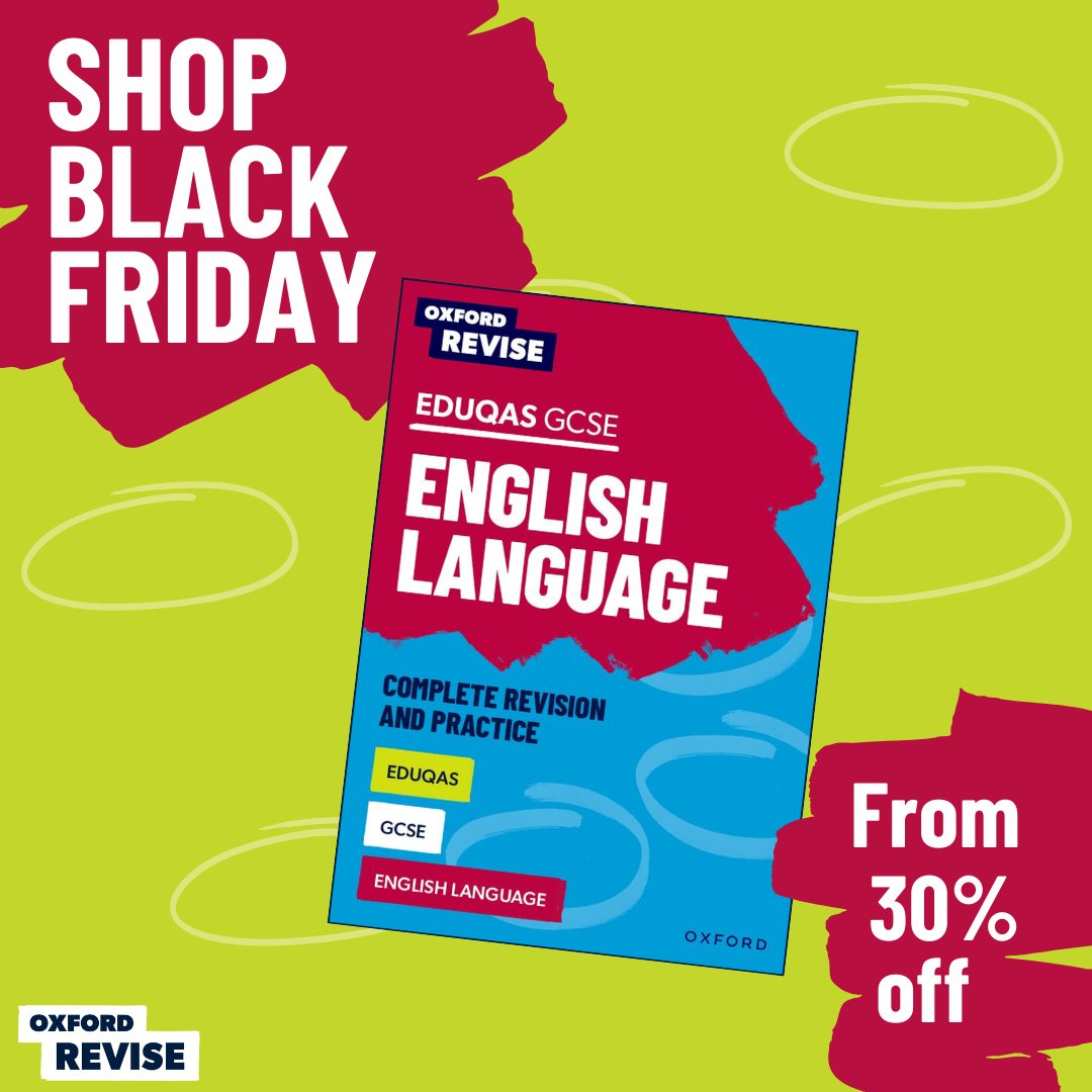 OUPSecondary's tweet image. We interrupt your scrolling with a #BlackFriday weekend deal! 
It might not be the most exciting pressie in the stocking, but it's defo going to be the most useful. Go on - sneak #OxfordRevise in!

Shop #GCSERevision and #ALevelRevision today: ow.ly/q6oB50Ugyr9