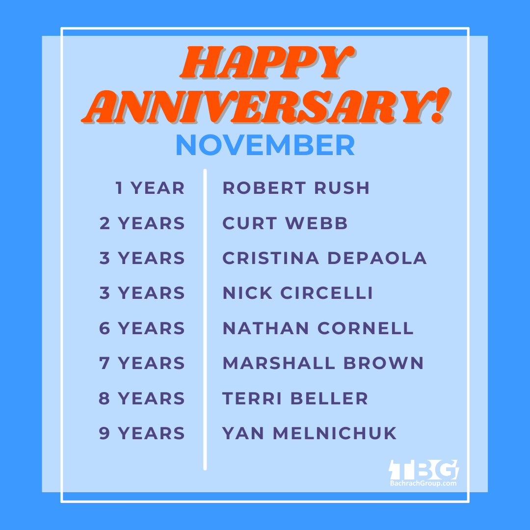 Cheers to our team members celebrating work anniversaries this November! Your hard work and dedication make TBG shine brighter every year!

#November #Anniversary #TBG50