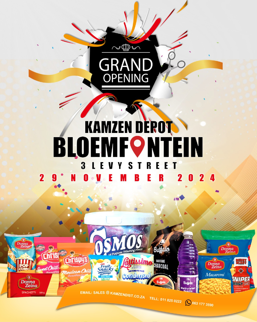 Kamzensa's tweet photo. 🎉 It’s official! Kamzen Depot Bloemfontein is now open!
📍 3 Levy Street | 🗓️ 29 Nov 2024

Visit us today for great products, amazing deals, and more!

#KamzenDepot #GrandOpening #Bloemfontein https://t.co/ihXrc03o7m