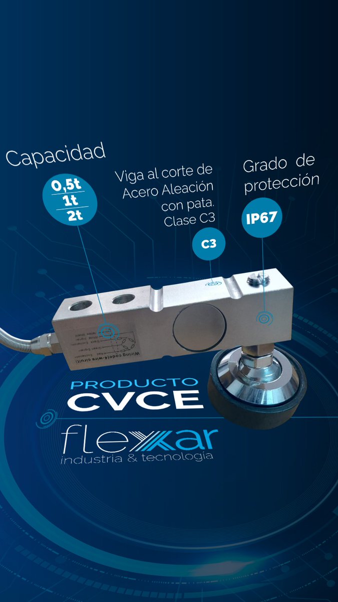 🔧 Nueva celda CVCE de Flexar 🔧

Capacidad: 0,5t | 1t | 2t

Acero aleación con pata (CLASE 3, IP67)
💰 Promo: USD 68 + IVA (antes USD 86).

🌐 Más info en flexar.com.ar
#CeldasDeCarga #CVCE #PesajeIndustrial