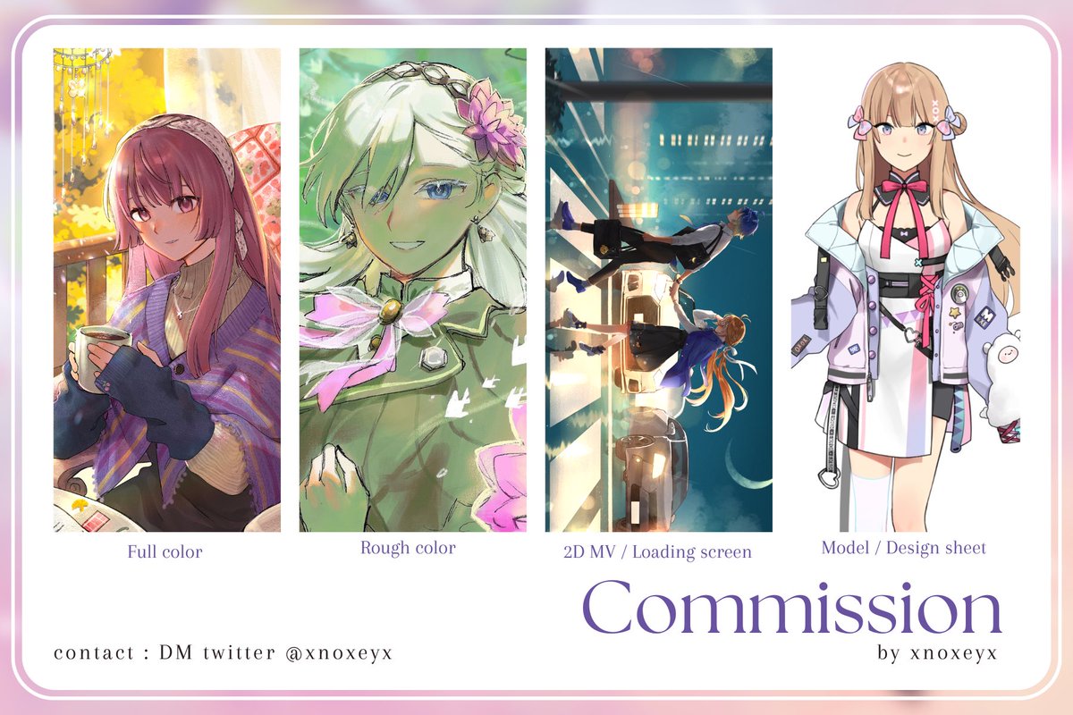xnoxeyx's tweet image. 🌷RT is appreciate
Commission is now open ✨ กลับมาเปิดคอมมิชชั่นรอบปกติแล้วค่ะ รับเรื่อยๆเหมือนเดิมนะคะ
ー ประเภทที่รับ
⭐️ ฟูลสเกล
⭐️ รัฟสี
⭐️ MV / หน้าโหลด
⭐️ โมเดล / คาร์ชีท
รายละเอียด/ตย.งานเพิ่มเติมในลิงค์ด้านล่าง ↓
more EN info is in the link below ↓