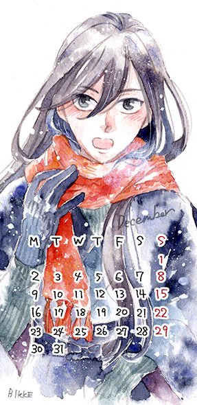【12月のスマホカレンダー】ご自身のスマホに保存設定する分にはご自由にどうぞ～!です。原画はBlueskyの投稿にあげておきました。(次の投稿に貼っておきます)スマホカレンダー企画は今回が最後になりますが、最終は描き下ろしの烏羽にしてみました。 