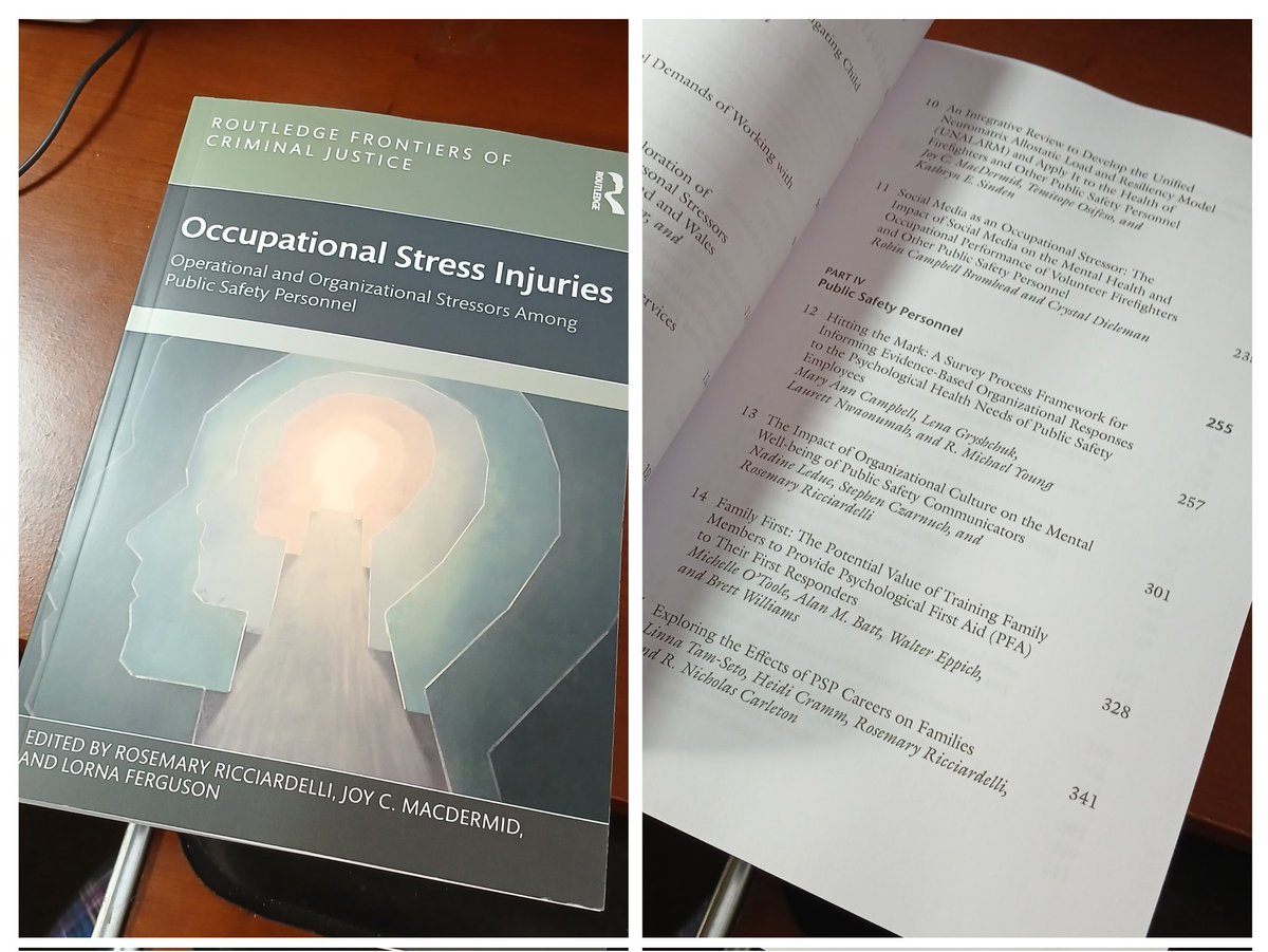 Proud of our contribution to this occupational stress injury book. Our chapter describes a process for doing psychological health surveys within organizations to inform strategic planning, and why this matters.  Thanks to my co-authors <a href="/LenaGryshchuk/">Lena Gryshchuk</a> <a href="/RobertMichaelY2/">Mike Young</a> <a href="/SjpfW/">SJPF_WELLNESS</a>